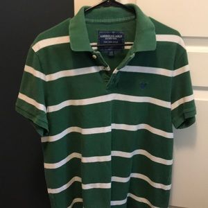American Eagle polo. Green and white stripe